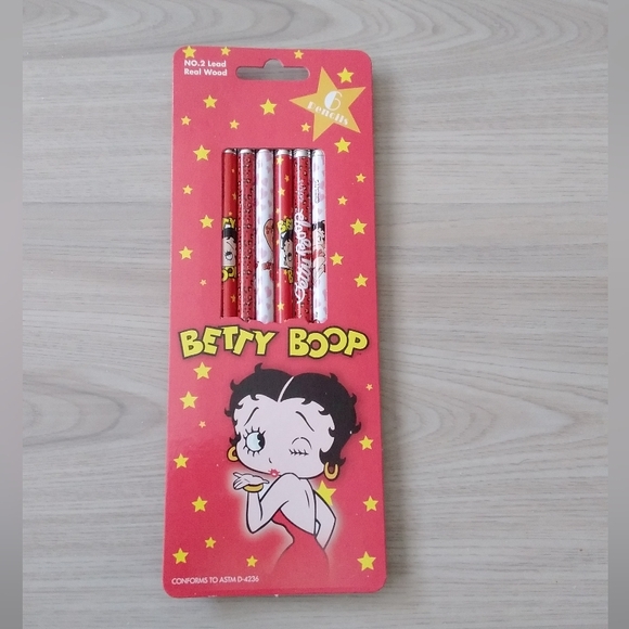 Betty Boop 6 pack pencils new old stock stationary cartoon writing - Picture 3 of 4